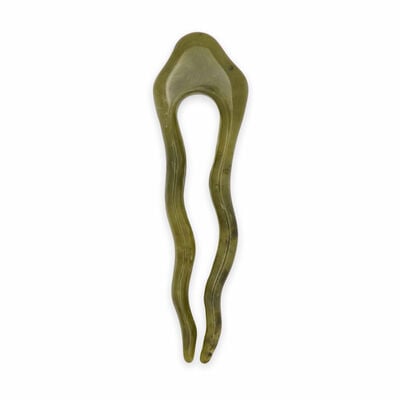 Wavy green hair pin