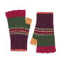 Green and purple fingerless wool gloves