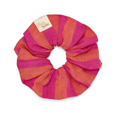 Hot pink & orange linen scrunchie