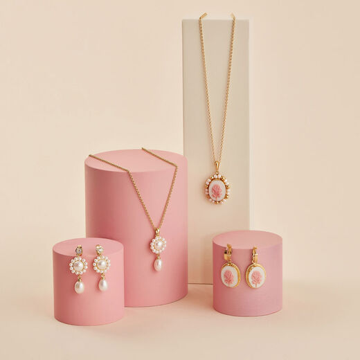 Porcelain cameo rose hoop earrings by Vintouch
