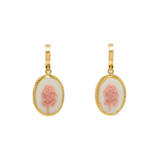 Porcelain cameo rose hoop earrings by Vintouch