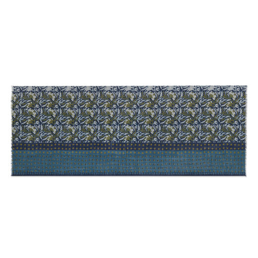 Blue floral wool blend scarf