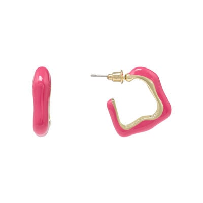 Neon pink enamel earrings