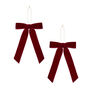 set of 2 deep plum coloured velvet bows decoration  