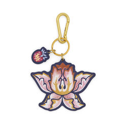 Floral leather bag charm