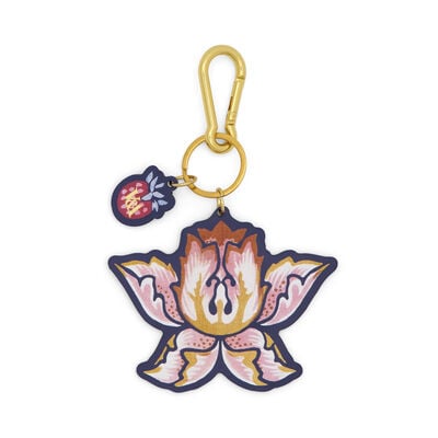 Floral leather bag charm