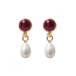 Garnet and pearl stud earrings by Mirabelle&nbsp;