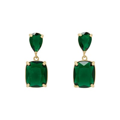 Green faceted gem drop earrings