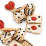 Playing Cards beadwork earrings by Olivia Dar