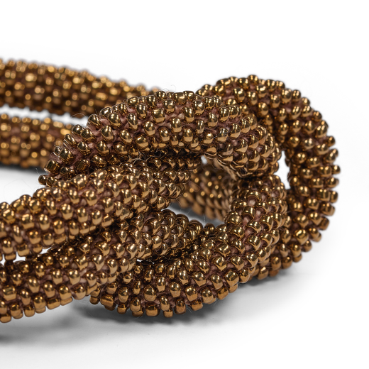 Antique gold glass bead knot bracelet