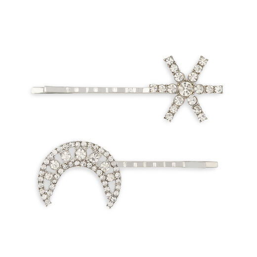 Moon and star hairclip duo