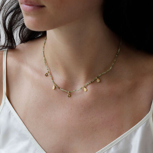 Green garnet charm necklace by Mounir