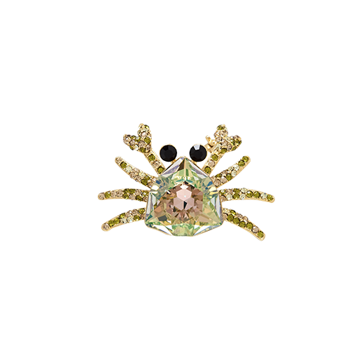 Crab crystal brooch