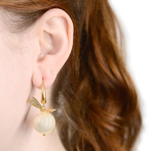 Dragonfly large pearl earrings by Fotini Liami