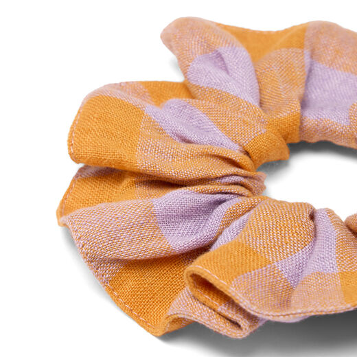 Lilac & orange linen scrunchie