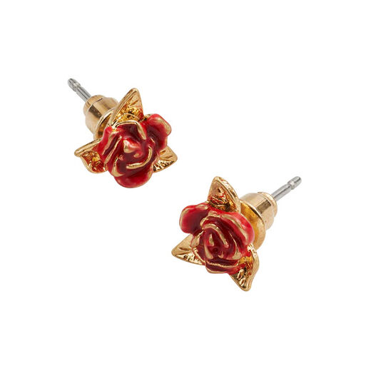 Red rose stud earrings by Fable England