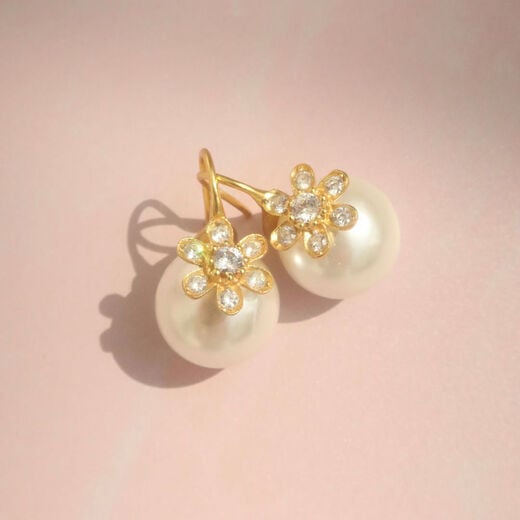 Pearl flower stud earrings by Carousel Jewels