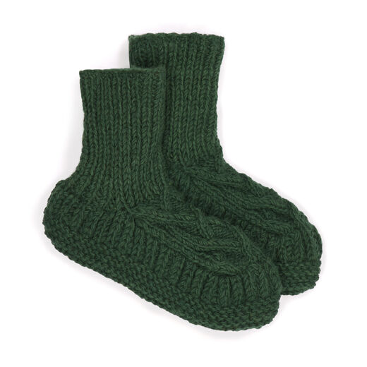Green cable wool socks