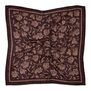 Lightweight wool square scarf with delicate foliage pattern in purple warm tones