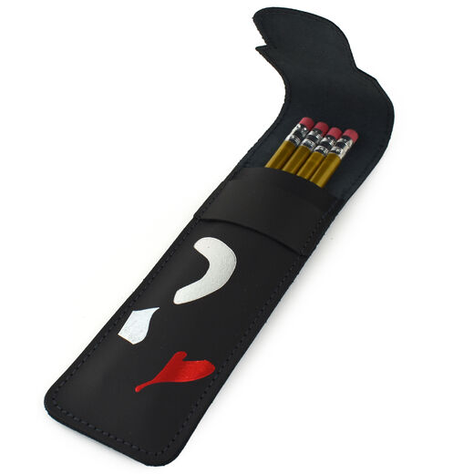Stay Sharp black leather pencil case