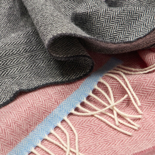 Pink and charcoal wool scarf
