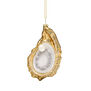Fun christmas tree decoration of glass oyster with encapsulated faux pearl