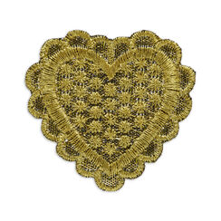 Gold heart embroiedered patch