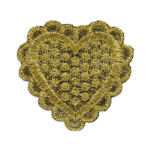 Gold heart embroiedered patch