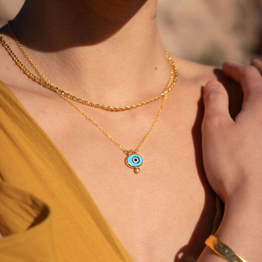 Blue evil eye necklace by Ottoman Hands