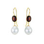 Garnet and pearl hook earrings by Mounir