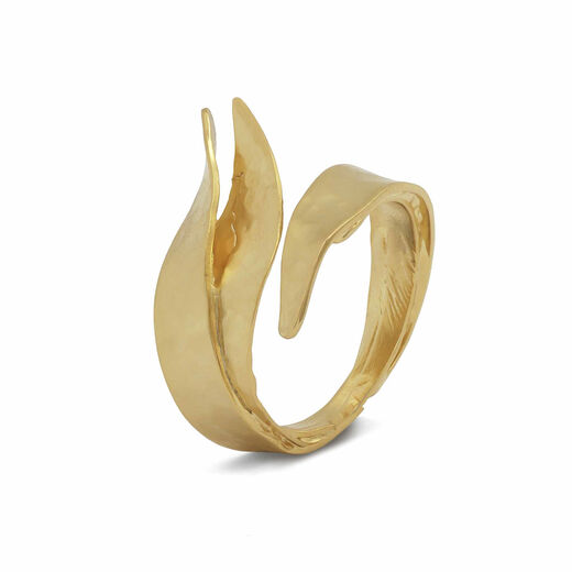 Hammered gold double leaf ring by Fo.Be