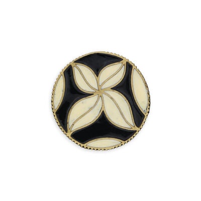 Black and white enamel coat button