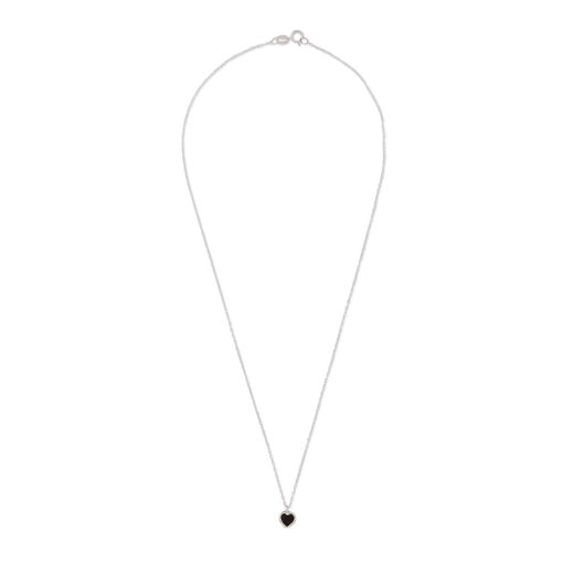 Silver necklace with heart shaped red garnet pendant