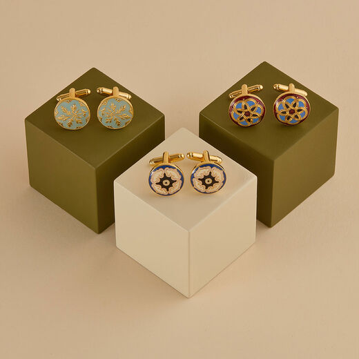 Owen Jones pink and blue enamel cufflinks by Azga