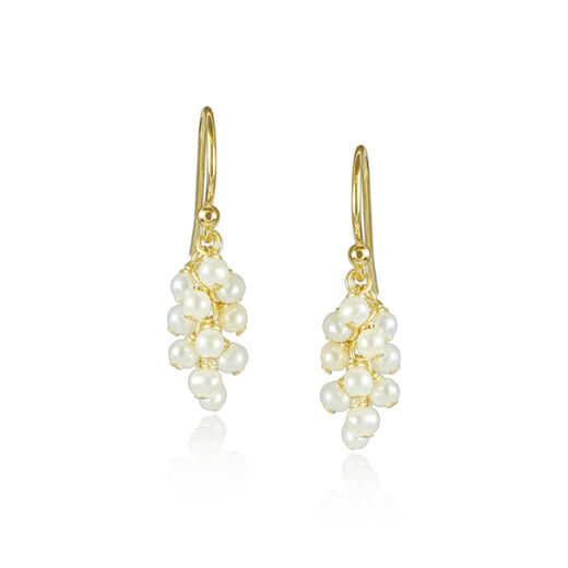 Pearl cluster hook earrings by Mounir