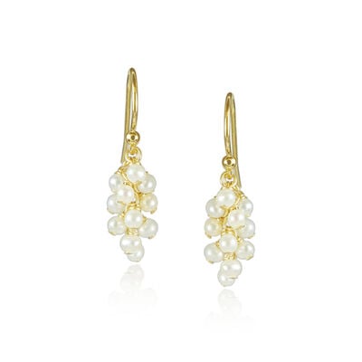 Pearl cluster hook earrings by Mounir