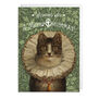 Victorian cat in a ruff Christmas cards (pack of 8)