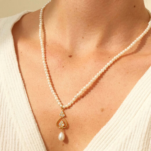 Pearl and crystal pendant necklace by Carousel Jewels
