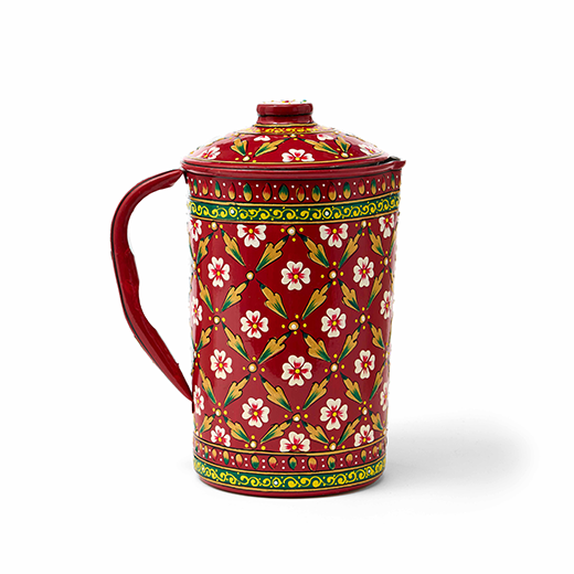 Decorative red floral pitcher