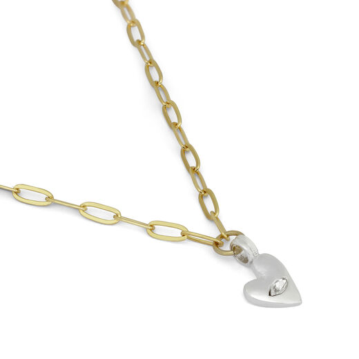 Mixed metal heart charm necklace
