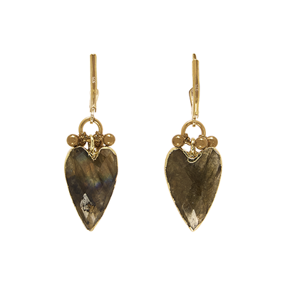 Labradorite heart earrings by Joli