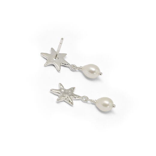 Pearl silver star earrings by Jo Cooper