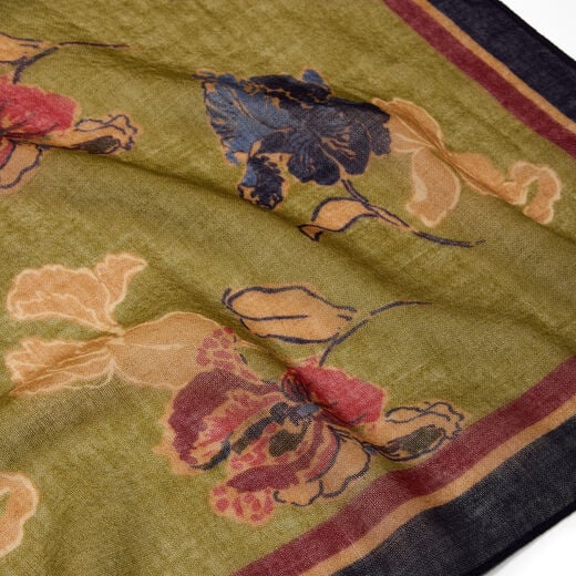 Olive green square wool scarf