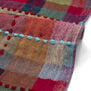 Multicoloured embroidered checked wool scarf