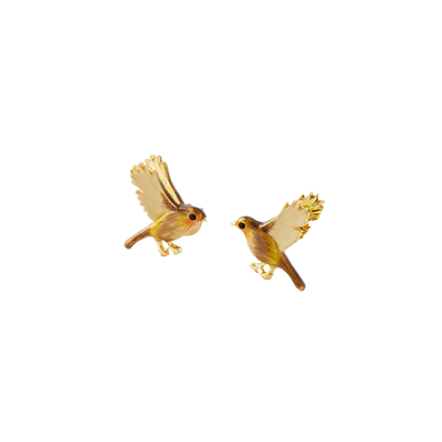 Enamel flying robin stud earrings by Fable England