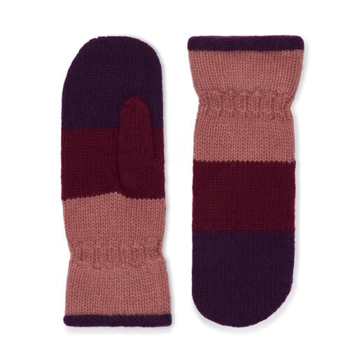 Pink and purple cashmere merino mittens