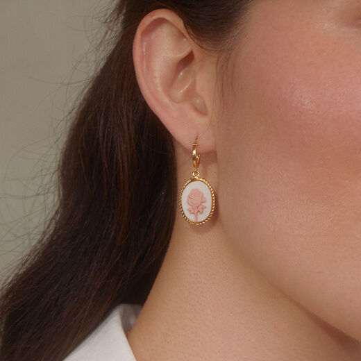 Porcelain cameo rose hoop earrings by Vintouch