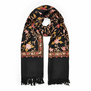 Black embroidered wool scarf