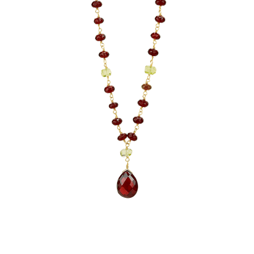 Garnet and lemon quartz necklace by Mounir
