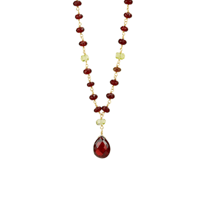 Garnet and lemon quartz necklace by Mounir